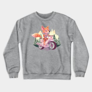 Cute Fox on a Motorcycle Ride Crewneck Sweatshirt